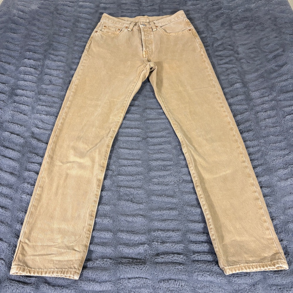 Levis 501 Original Fit Khaki Tan Straight Leg Denim Jeans W26 L30 12501-0405
